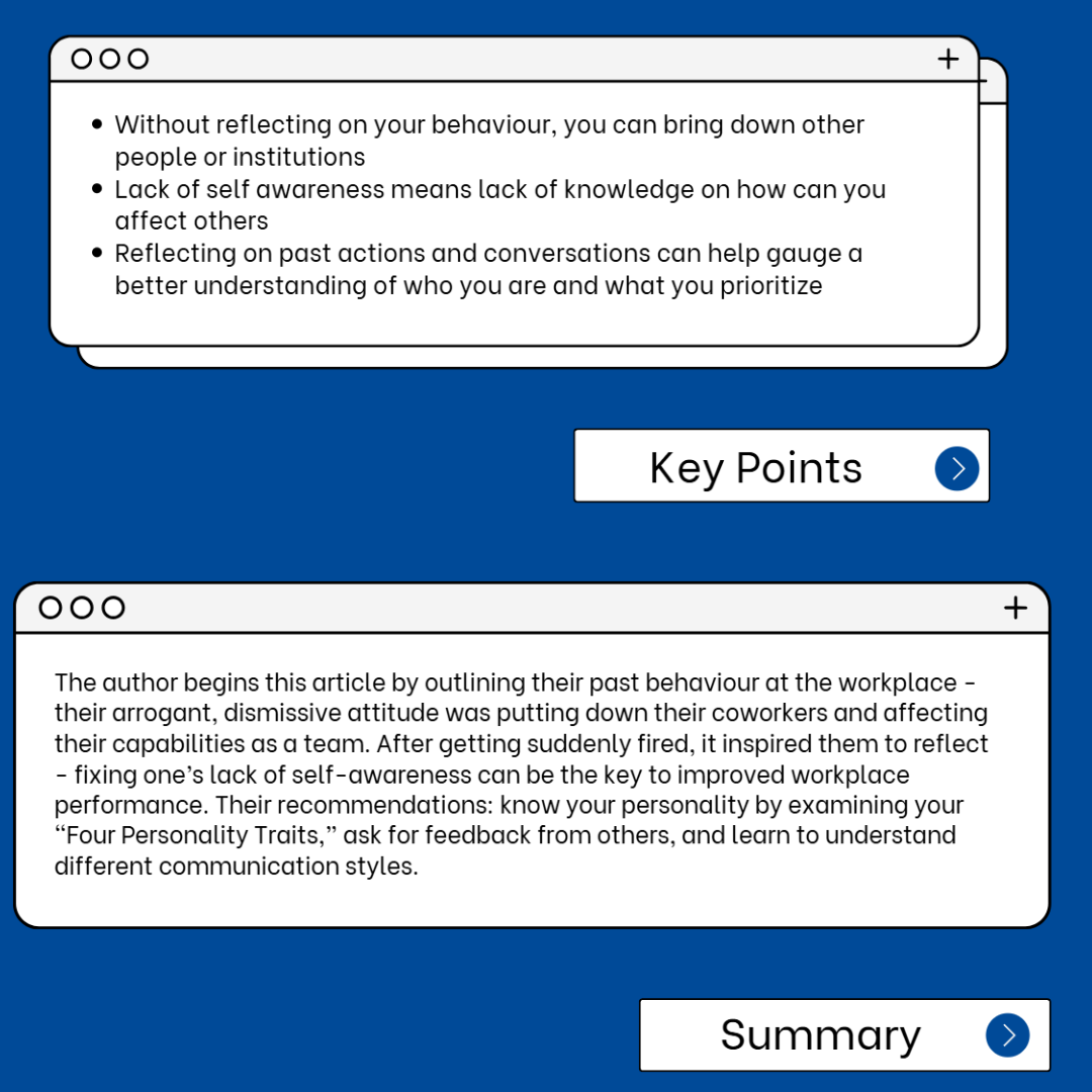 This workshop we did and the article we chose were actually very interesting. It may not influence a lot of my final design for the project, but it was very interesting to see how there are times when people don't notice their behavior and the influence they have on those around them. It was also interesting to see how a wake-up call (like an author being laid off) can make them reflect and improve themselves. 